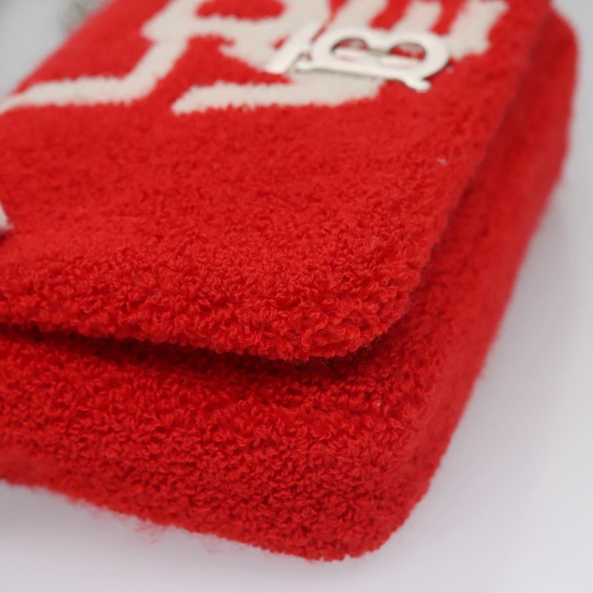 BURBERRY Chain Shoulder Bag pile Red Auth 113077V