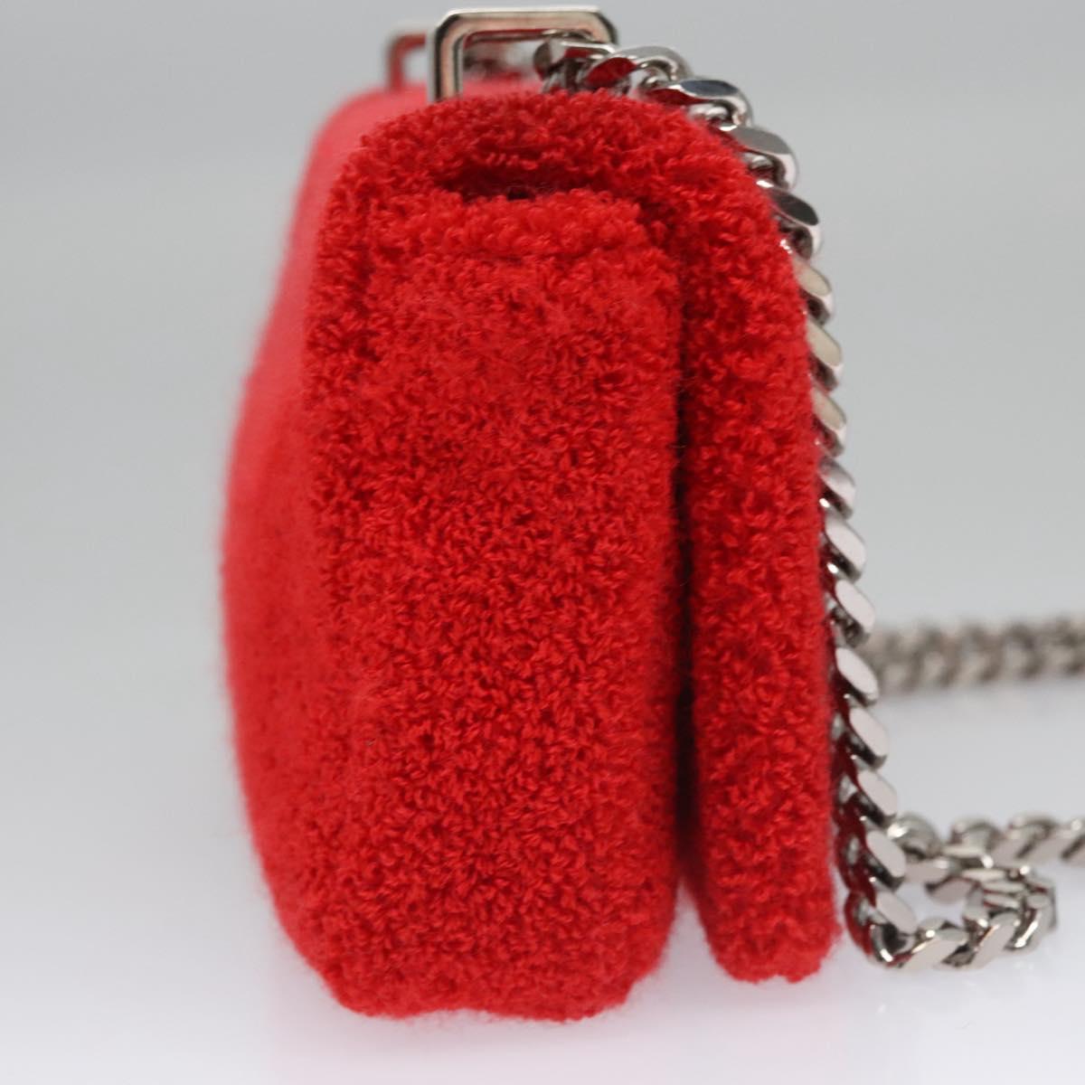 BURBERRY Chain Shoulder Bag pile Red Auth 113077V