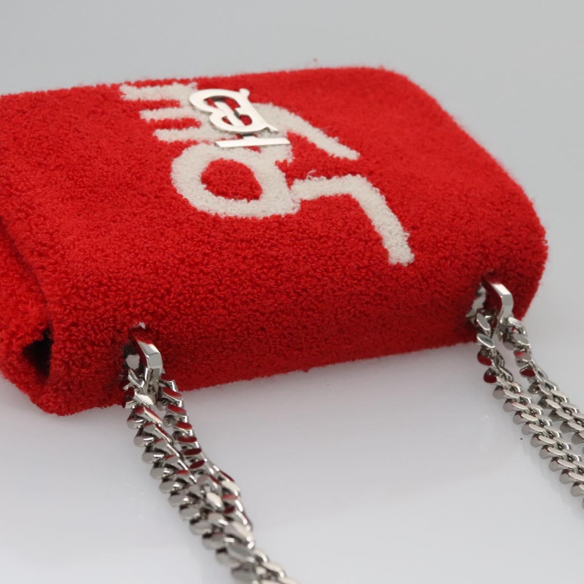 BURBERRY Chain Shoulder Bag pile Red Auth 113077V
