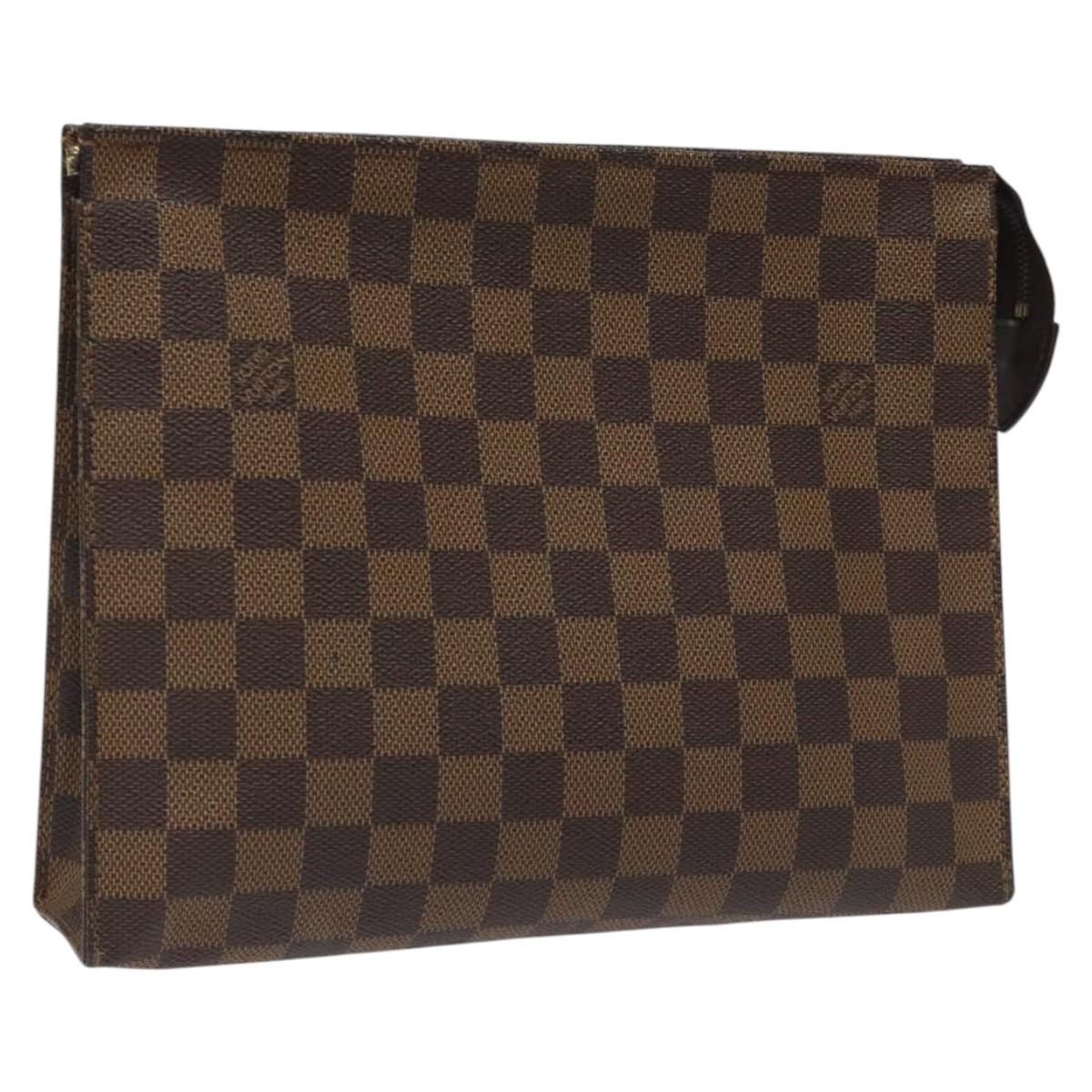 LOUIS VUITTON Damier Ebene Poche Toilette 26 Pouch N47543 LV Auth 113078
