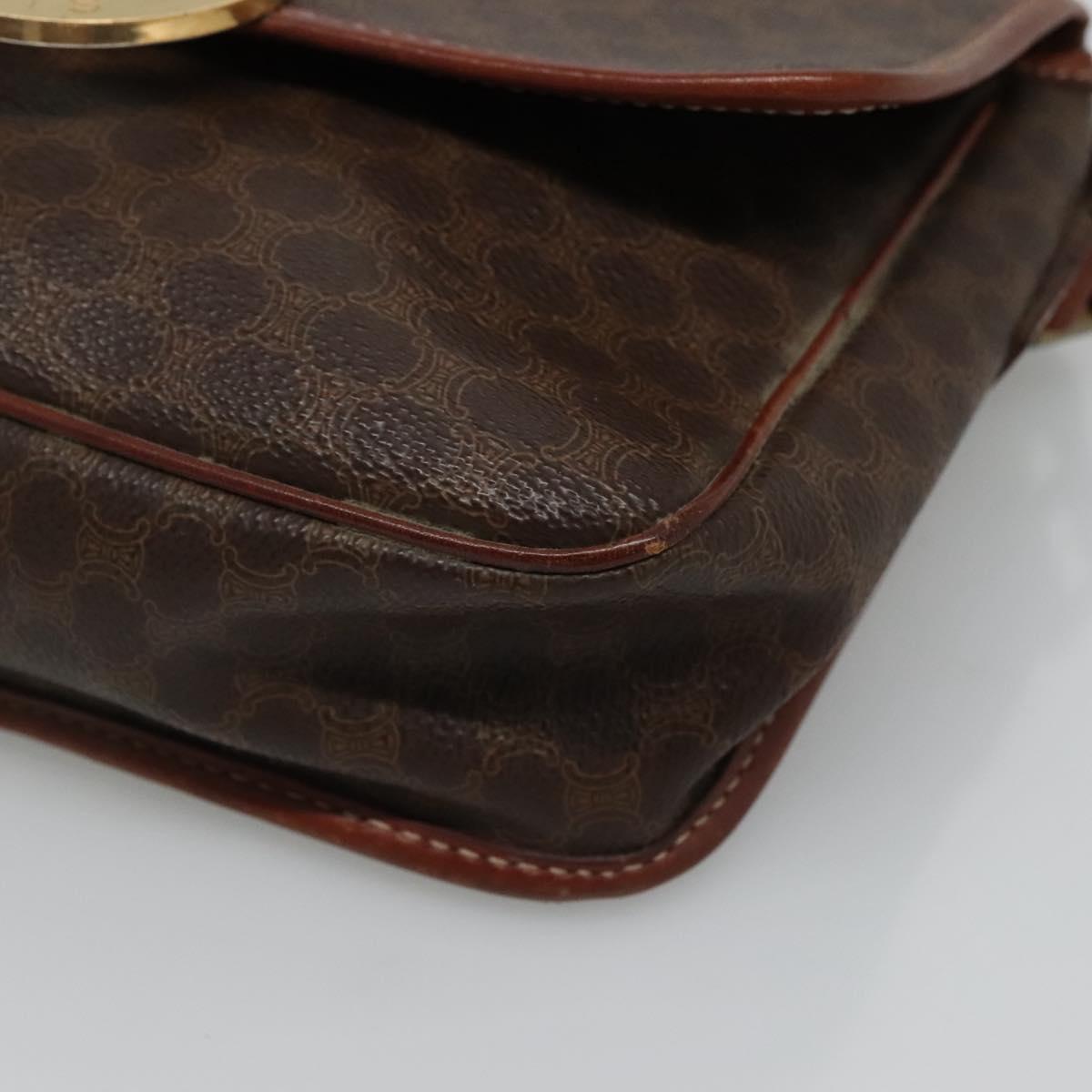 CELINE Macadam Canvas Shoulder Bag PVC Brown Gold Auth 113084