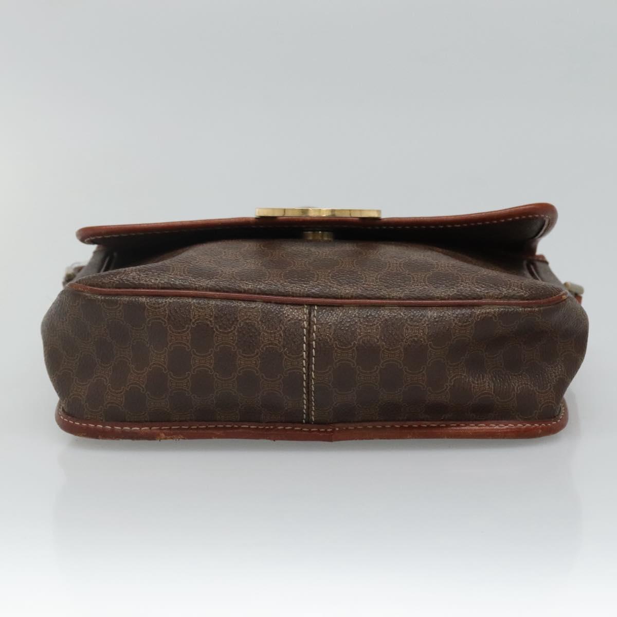 CELINE Macadam Canvas Shoulder Bag PVC Brown Gold Auth 113084