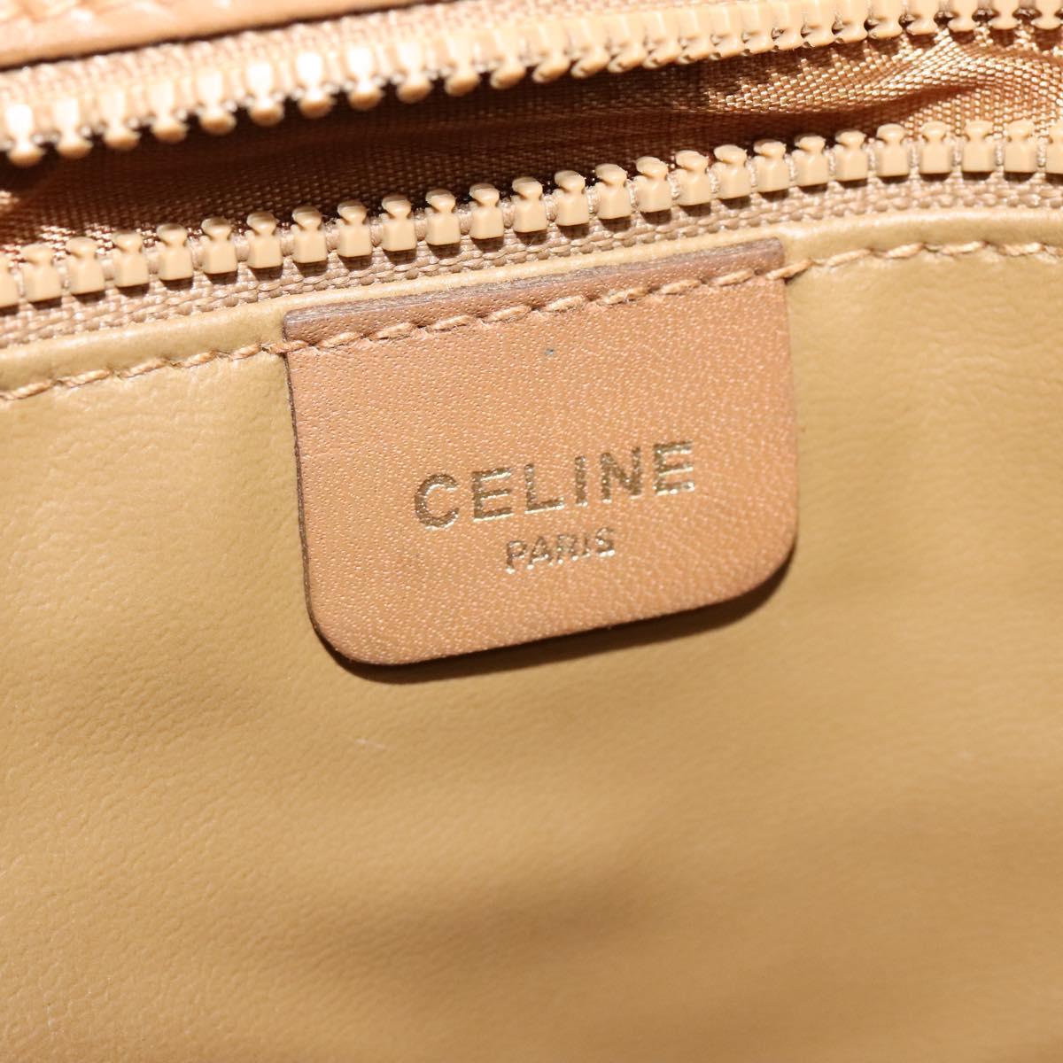 CELINE Macadam Canvas Shoulder Bag PVC Leather Beige Auth 113087