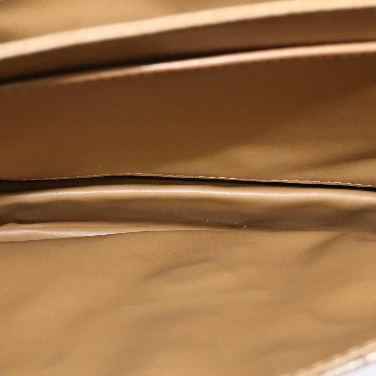 CELINE Macadam Canvas Shoulder Bag PVC Leather Beige Auth 113087