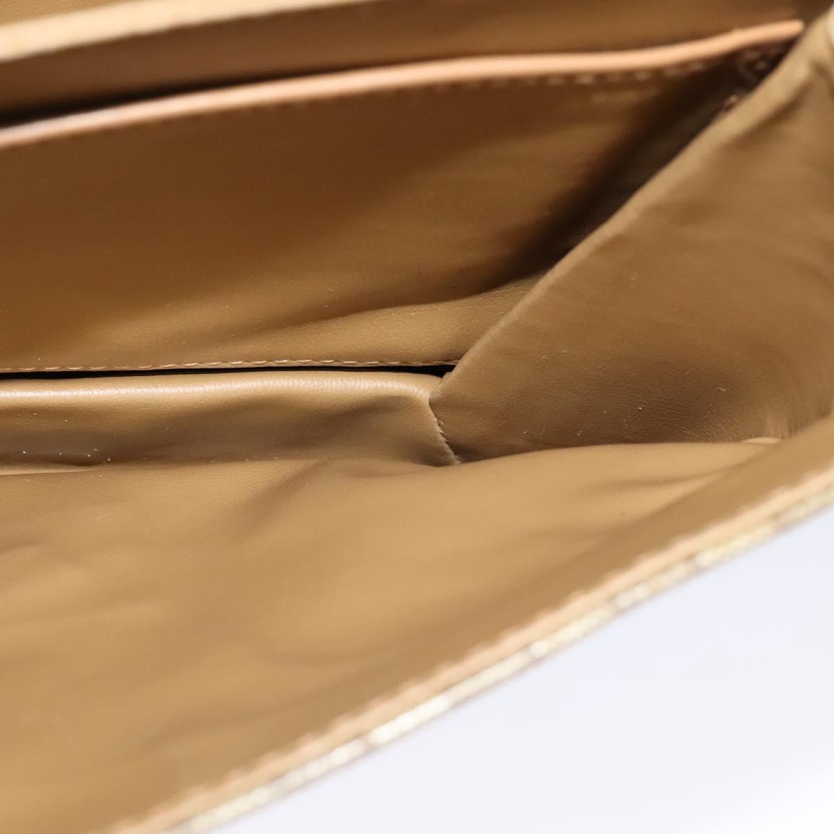 CELINE Macadam Canvas Shoulder Bag PVC Leather Beige Auth 113087