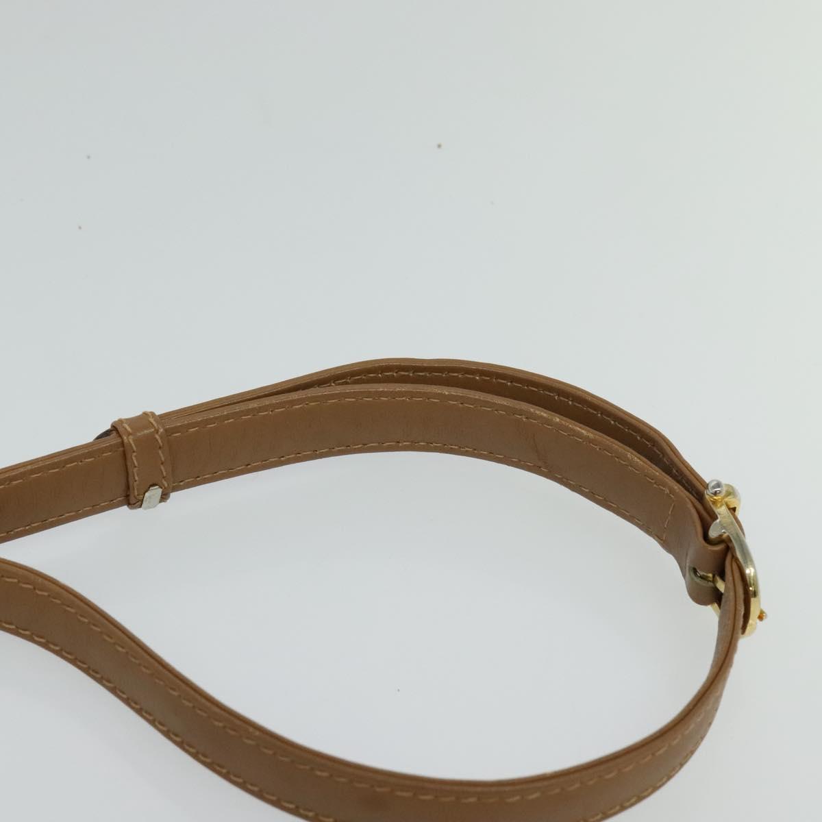 CELINE Macadam Canvas Shoulder Bag PVC Leather Beige Auth 113087