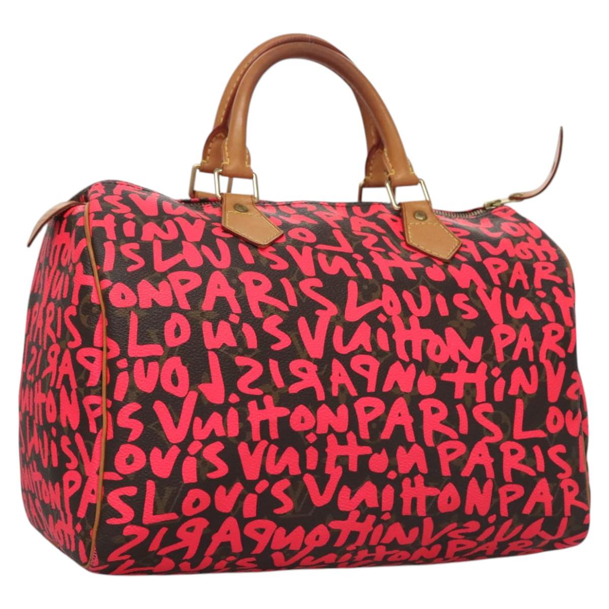LOUIS VUITTON Monogram Graffiti Speedy 30 Hand Bag Pink M93704 LV Auth 113125AM