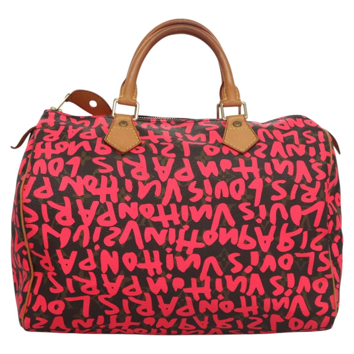 LOUIS VUITTON Monogram Graffiti Speedy 30 Hand Bag Pink M93704 LV Auth 113125AM