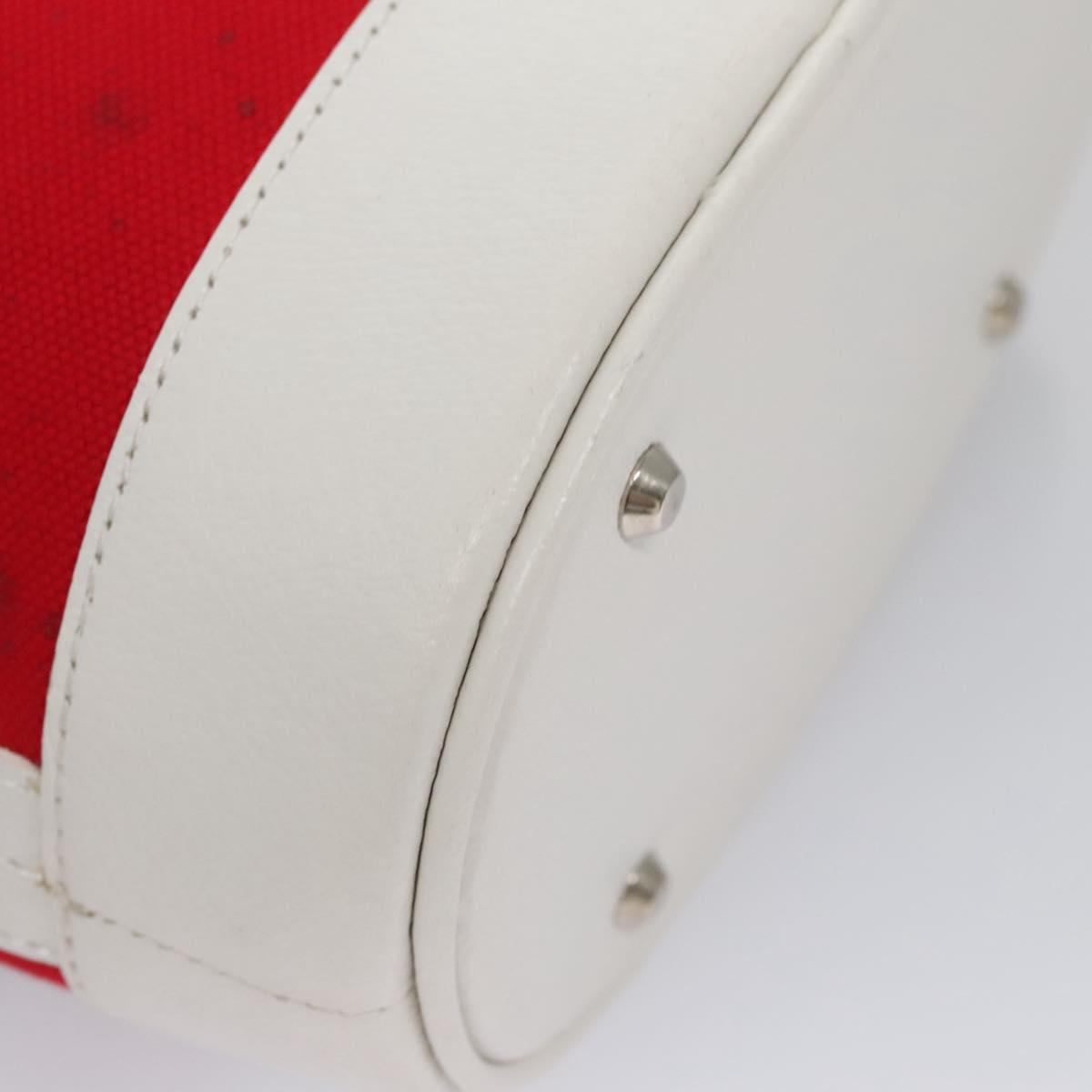 BURBERRY Blue Label Hand Bag Canvas Leather Red White Silver Auth 113132