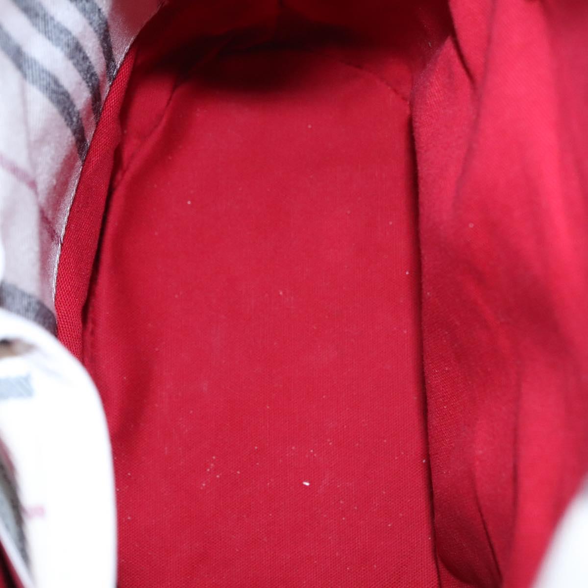 BURBERRY Blue Label Hand Bag Canvas Leather Red White Silver Auth 113132