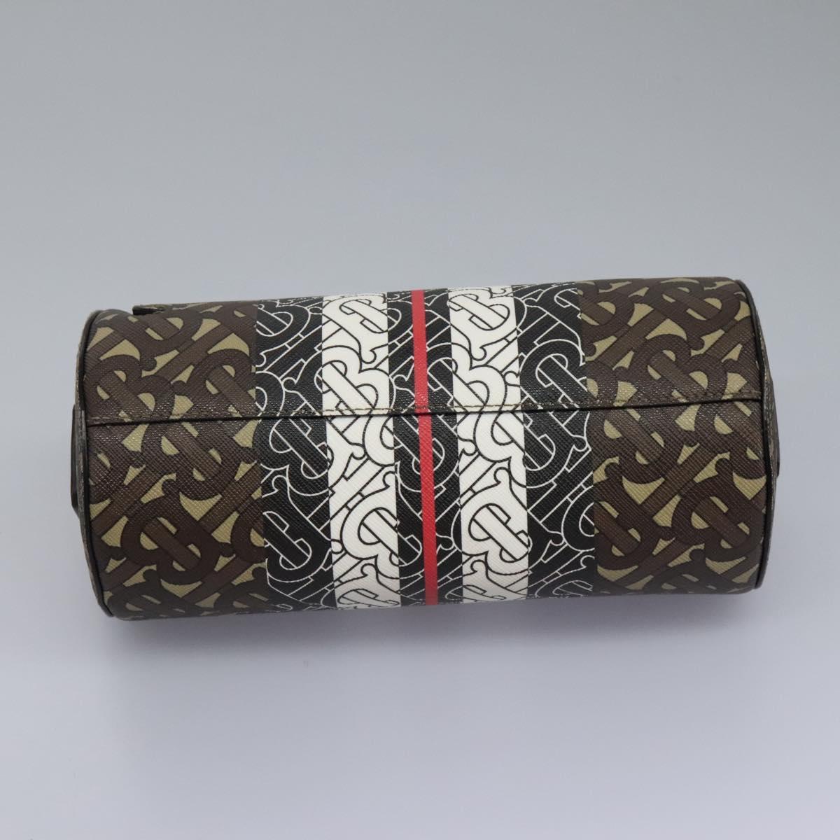 BURBERRY Monogram Stripe Shoulder Bag PVC Leather Brown Auth 113137V