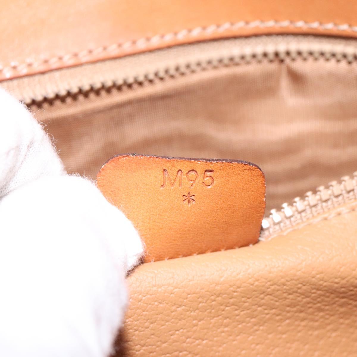 CELINE Macadam Canvas Shoulder Bag PVC Leather Brown Gold Auth 113138