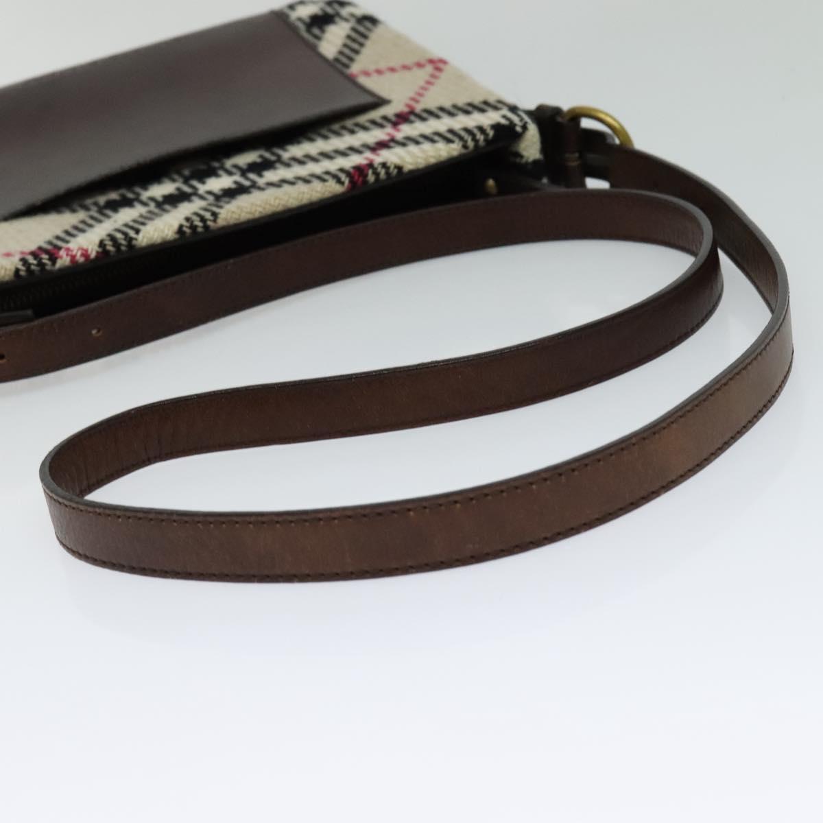 BURBERRY Nova Check Shoulder Bag Canvas Beige Auth 113146