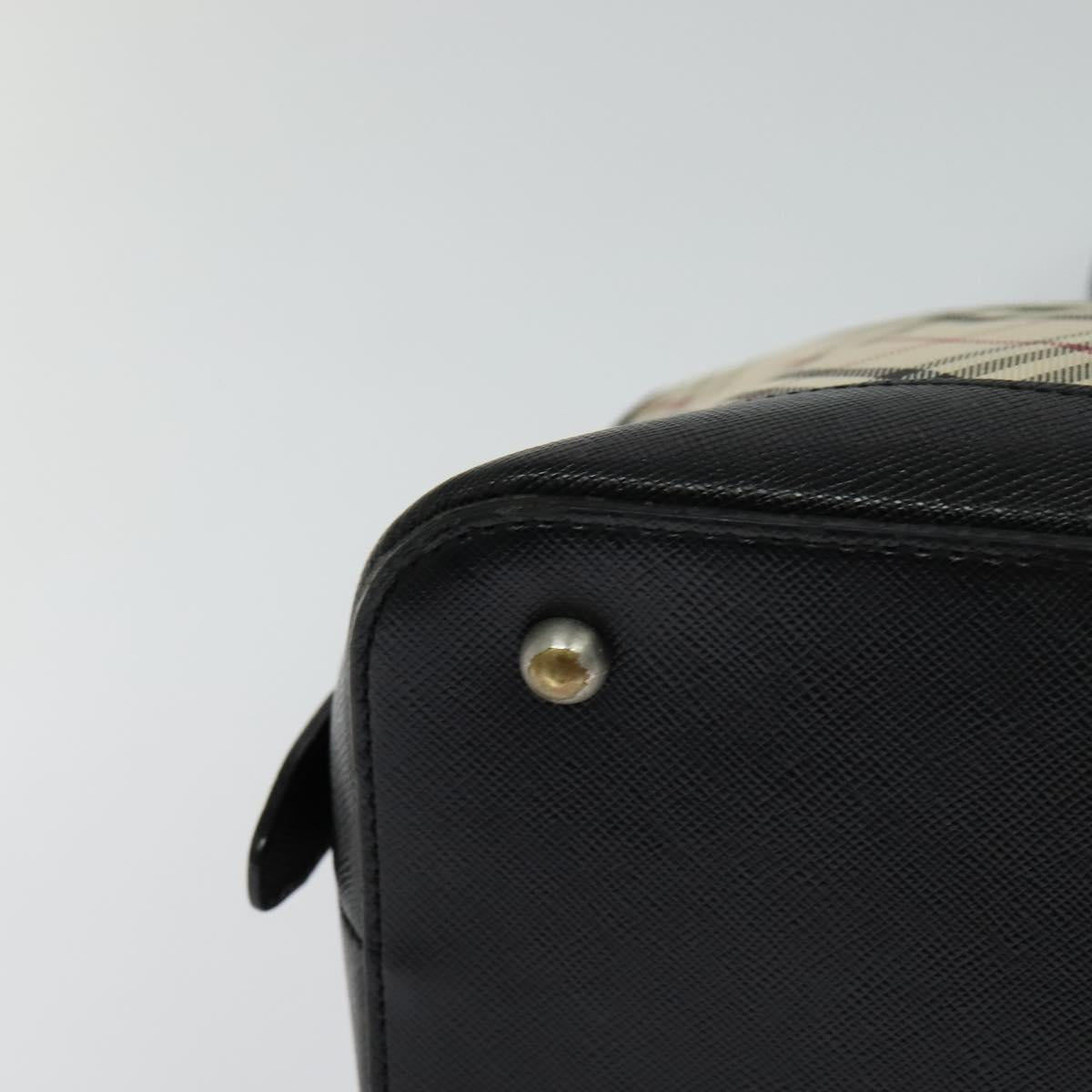 BURBERRY Nova Check Hand Bag Canvas Beige Black Auth 113152