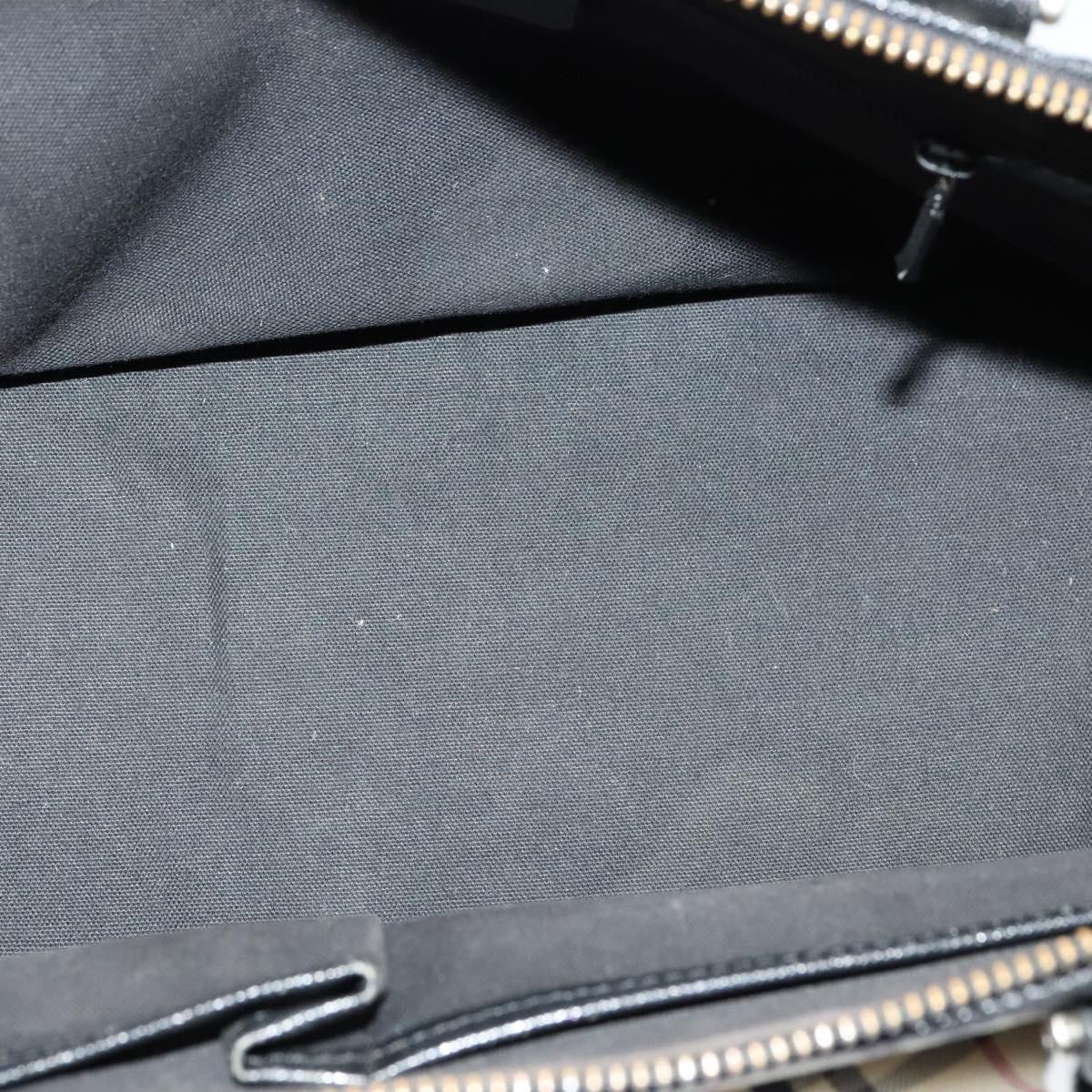 BURBERRY Nova Check Hand Bag Canvas Beige Black Auth 113152