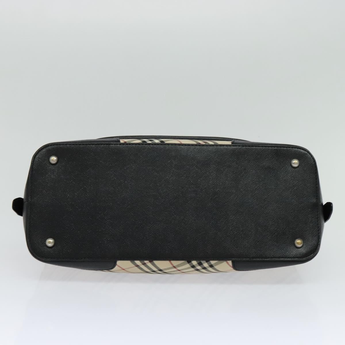 BURBERRY Nova Check Hand Bag Canvas Beige Black Auth 113152