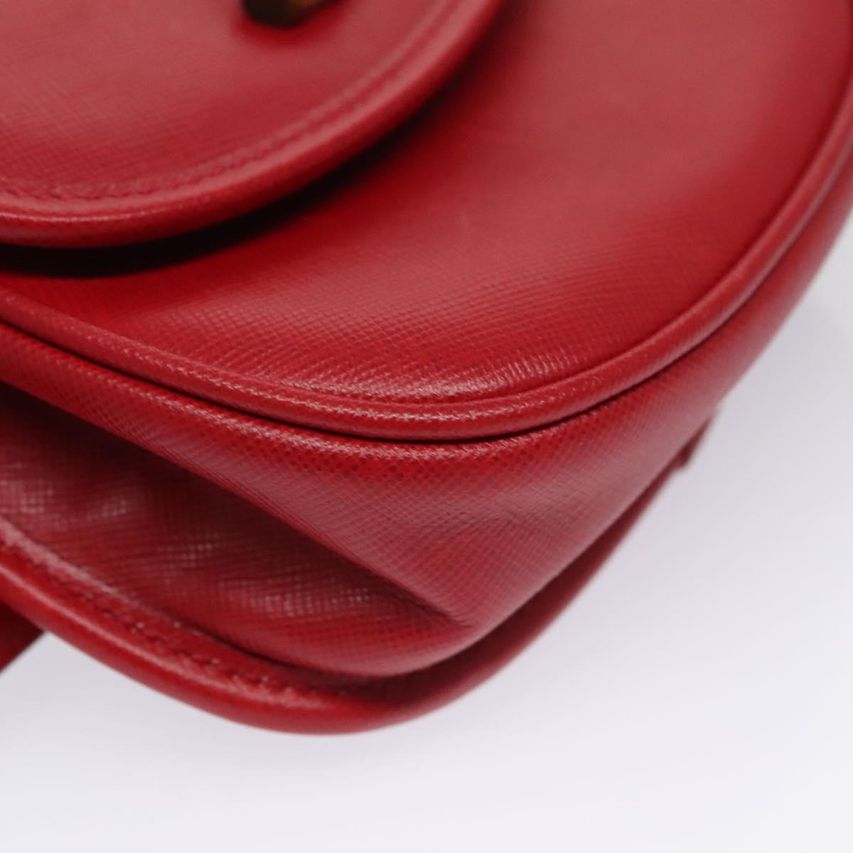 GUCCI Bamboo Waist bag Leather Red Auth 113159V