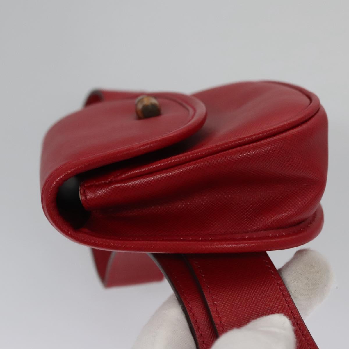 GUCCI Bamboo Waist bag Leather Red Auth 113159V