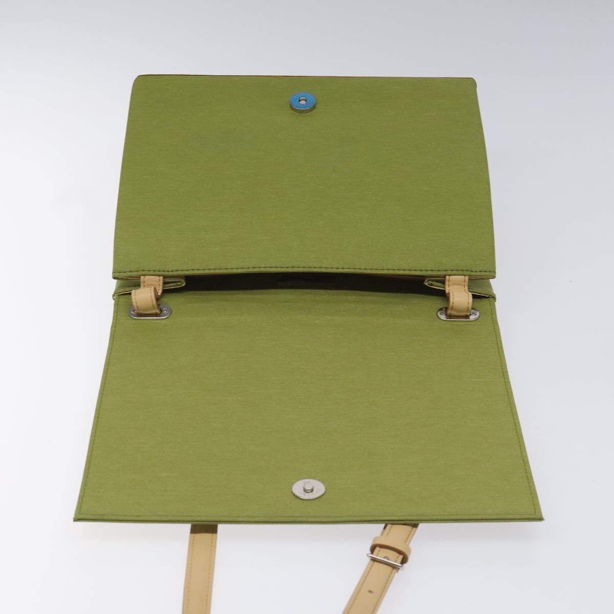 BURBERRY Nova Check Shoulder Bag Canvas Green Auth 113160