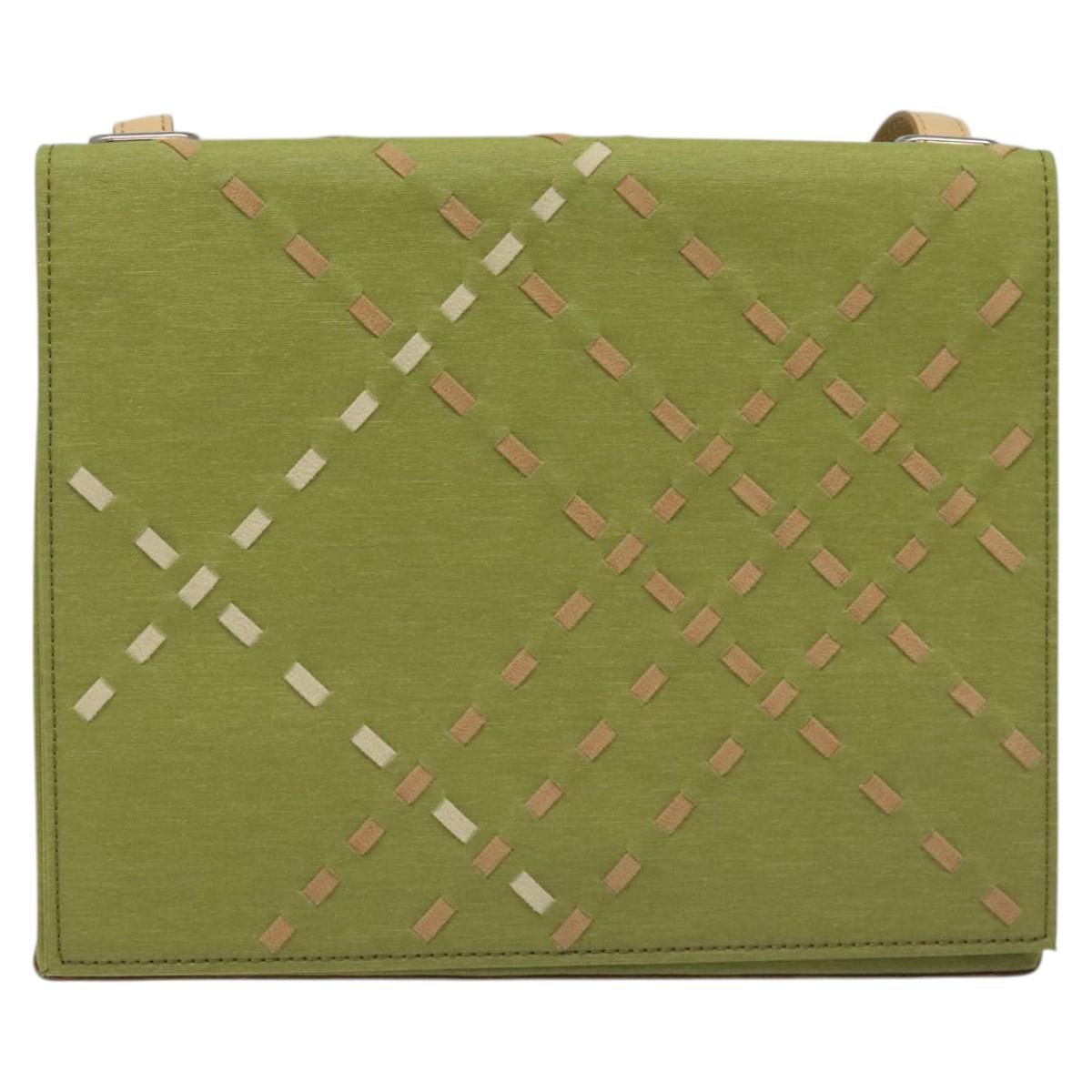 BURBERRY Nova Check Shoulder Bag Canvas Green Auth 113160