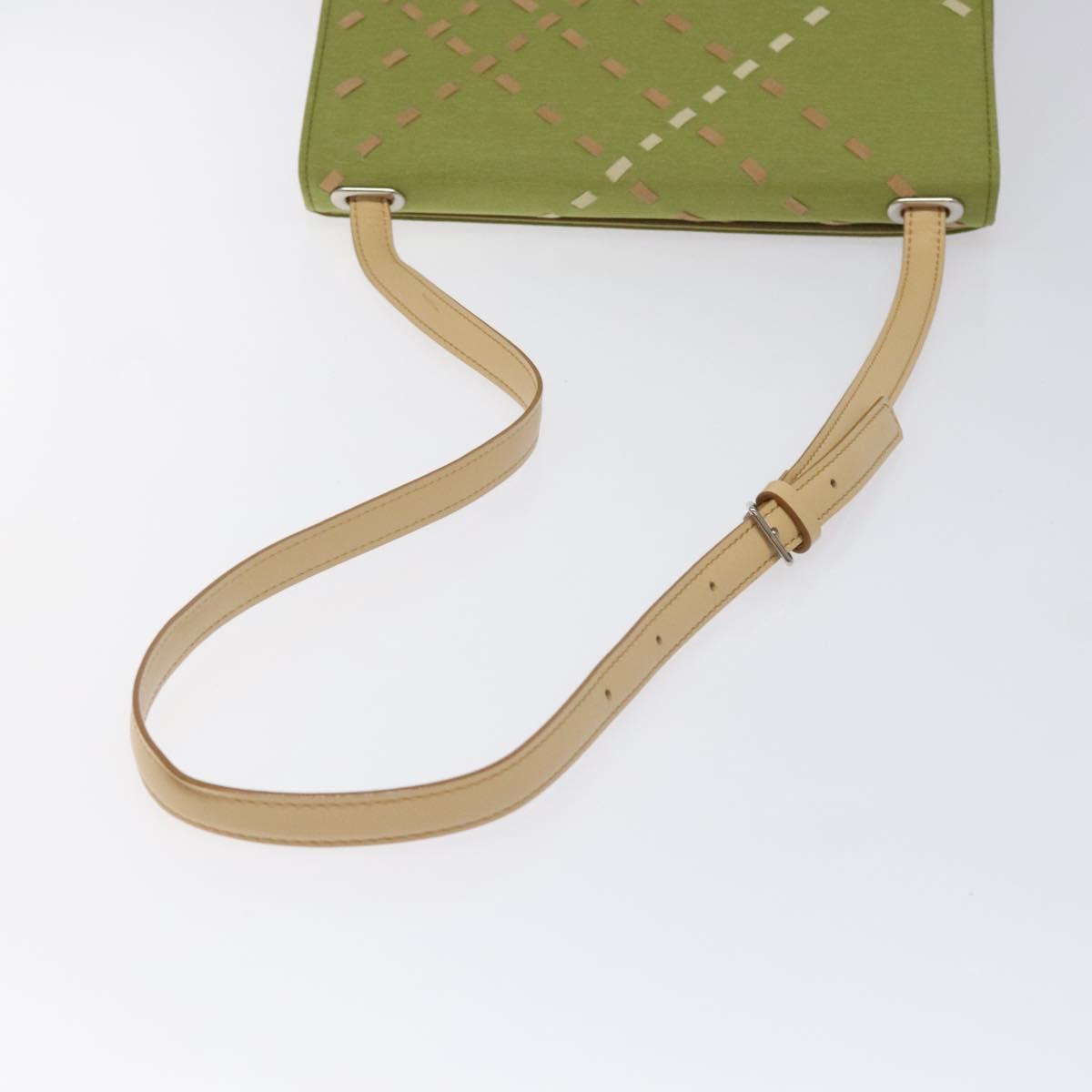 BURBERRY Nova Check Shoulder Bag Canvas Green Auth 113160