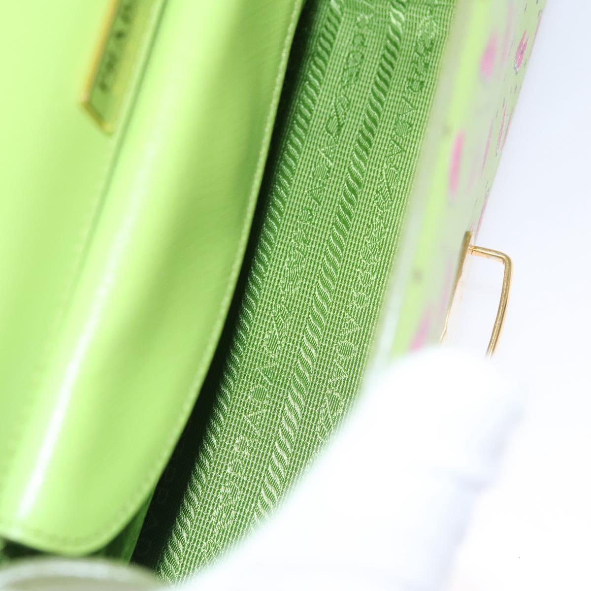 PRADA Watermelon Shoulder Bag Safiano leather Green Auth 113168V