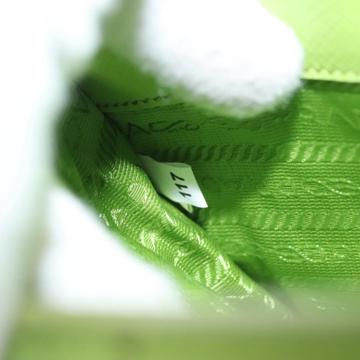 PRADA Watermelon Shoulder Bag Safiano leather Green Auth 113168V