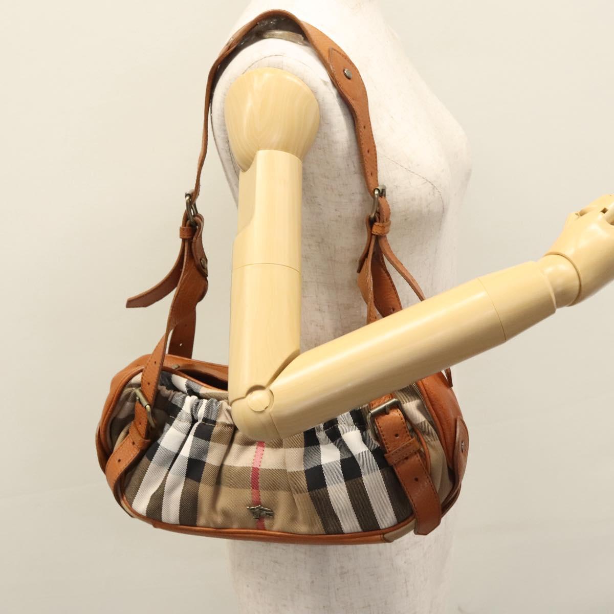 BURBERRY Nova Check Shoulder Bag Canvas Beige Brown Auth 113178