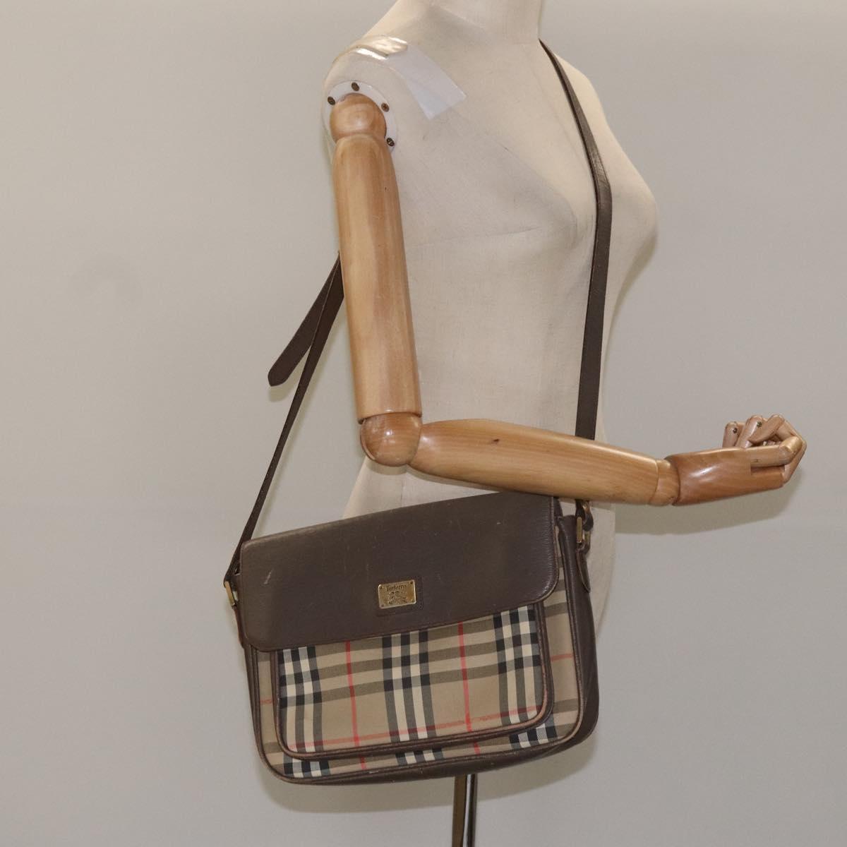 Burberrys Nova Check Shoulder Bag Beige Auth 113210