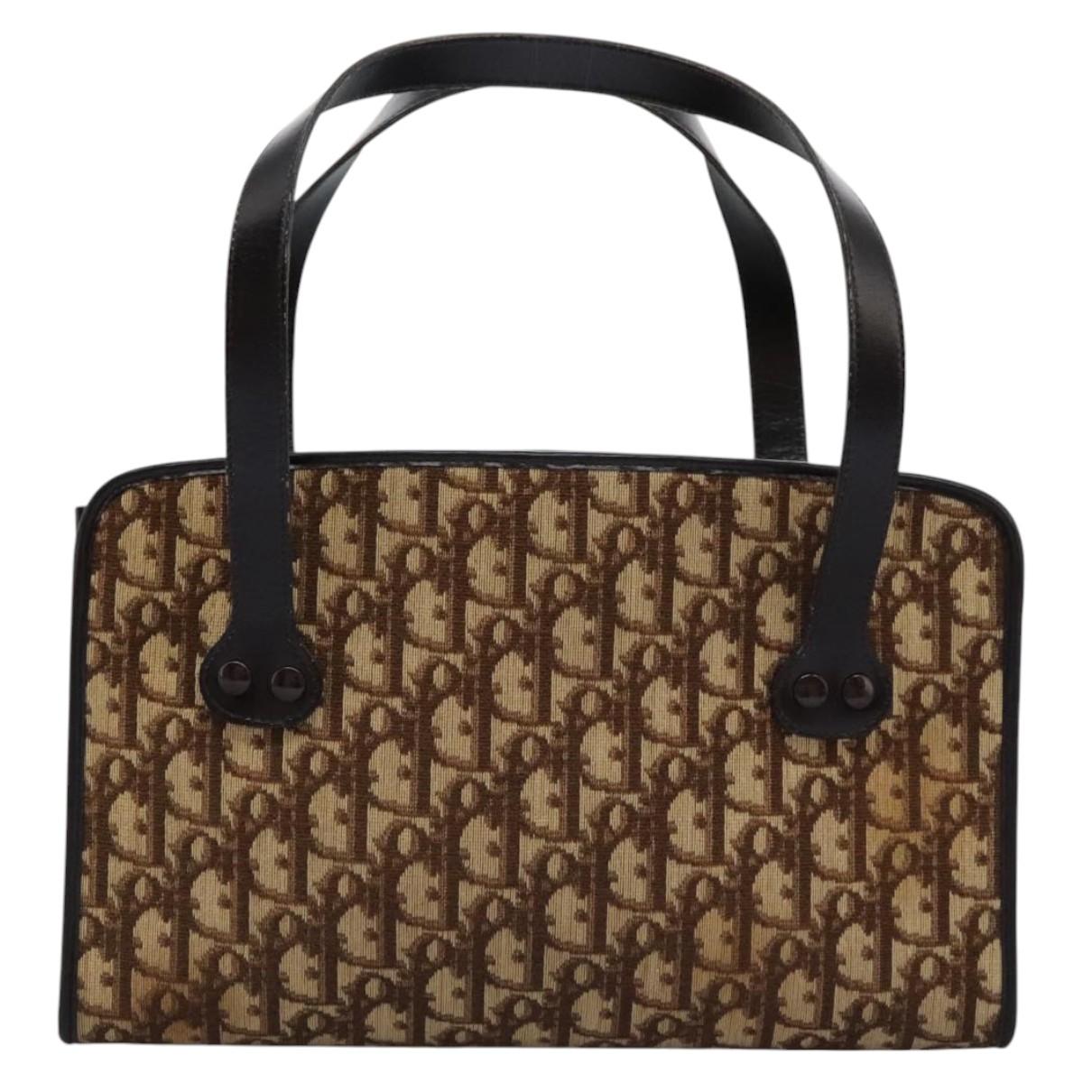 Christian Dior Trotter Canvas Hand Bag Brown Auth 113223