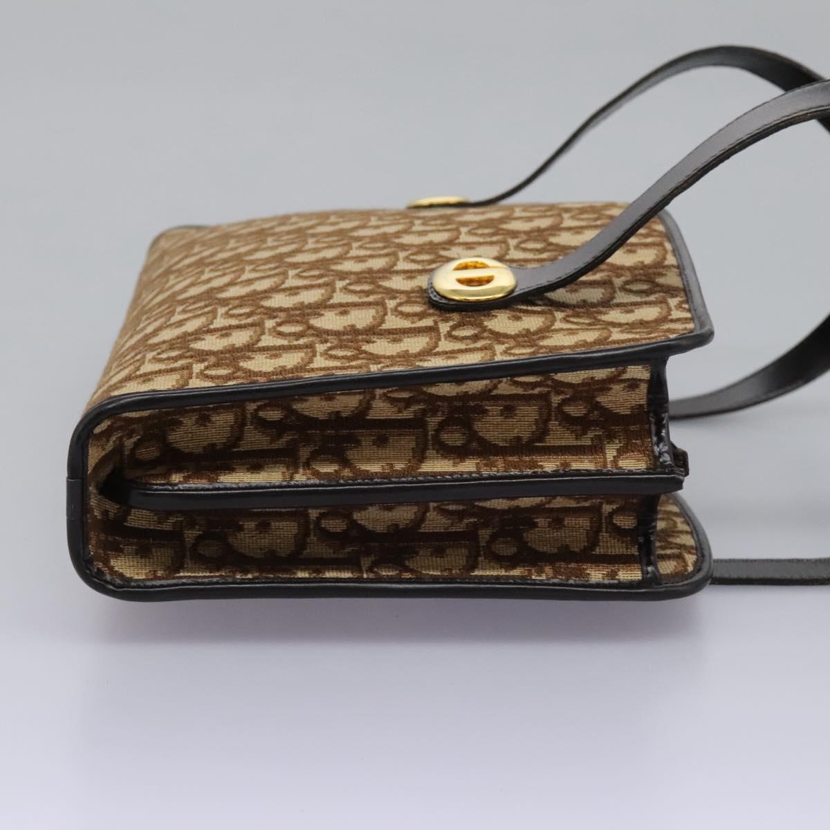 Christian Dior Trotter Canvas Hand Bag Brown Auth 113223