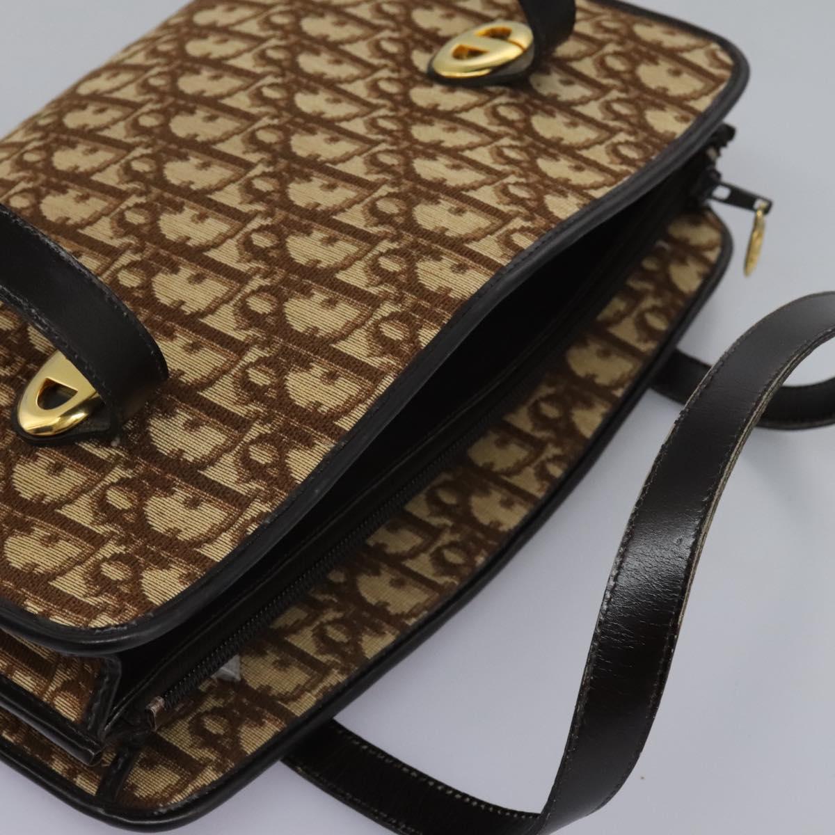 Christian Dior Trotter Canvas Hand Bag Brown Auth 113223