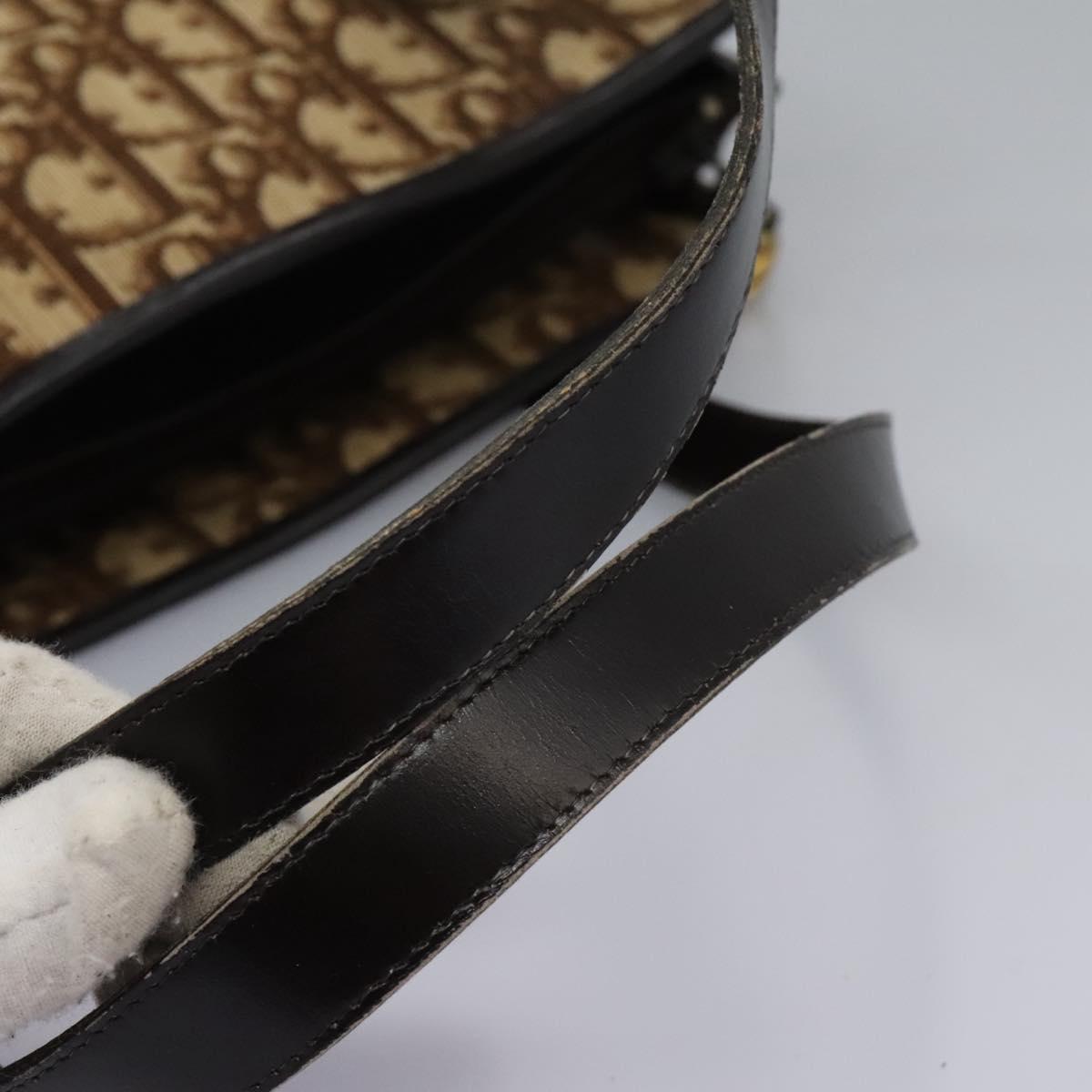 Christian Dior Trotter Canvas Hand Bag Brown Auth 113223