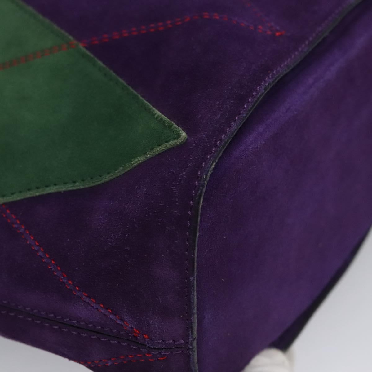 CELINE Circle Shoulder Bag Suede Purple Green gold Auth 113232