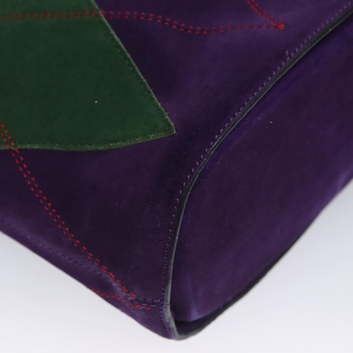 CELINE Circle Shoulder Bag Suede Purple Green gold Auth 113232