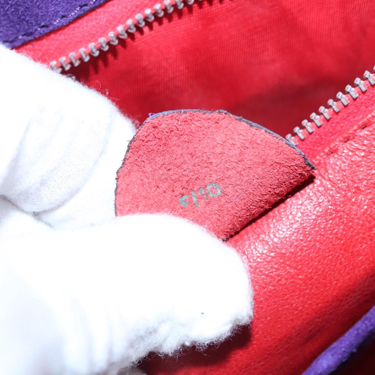 CELINE Circle Shoulder Bag Suede Purple Green gold Auth 113232