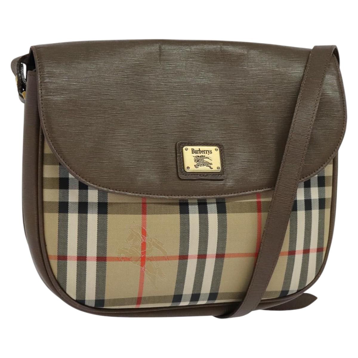 Burberrys Nova Check Shoulder Bag Beige Auth 113234