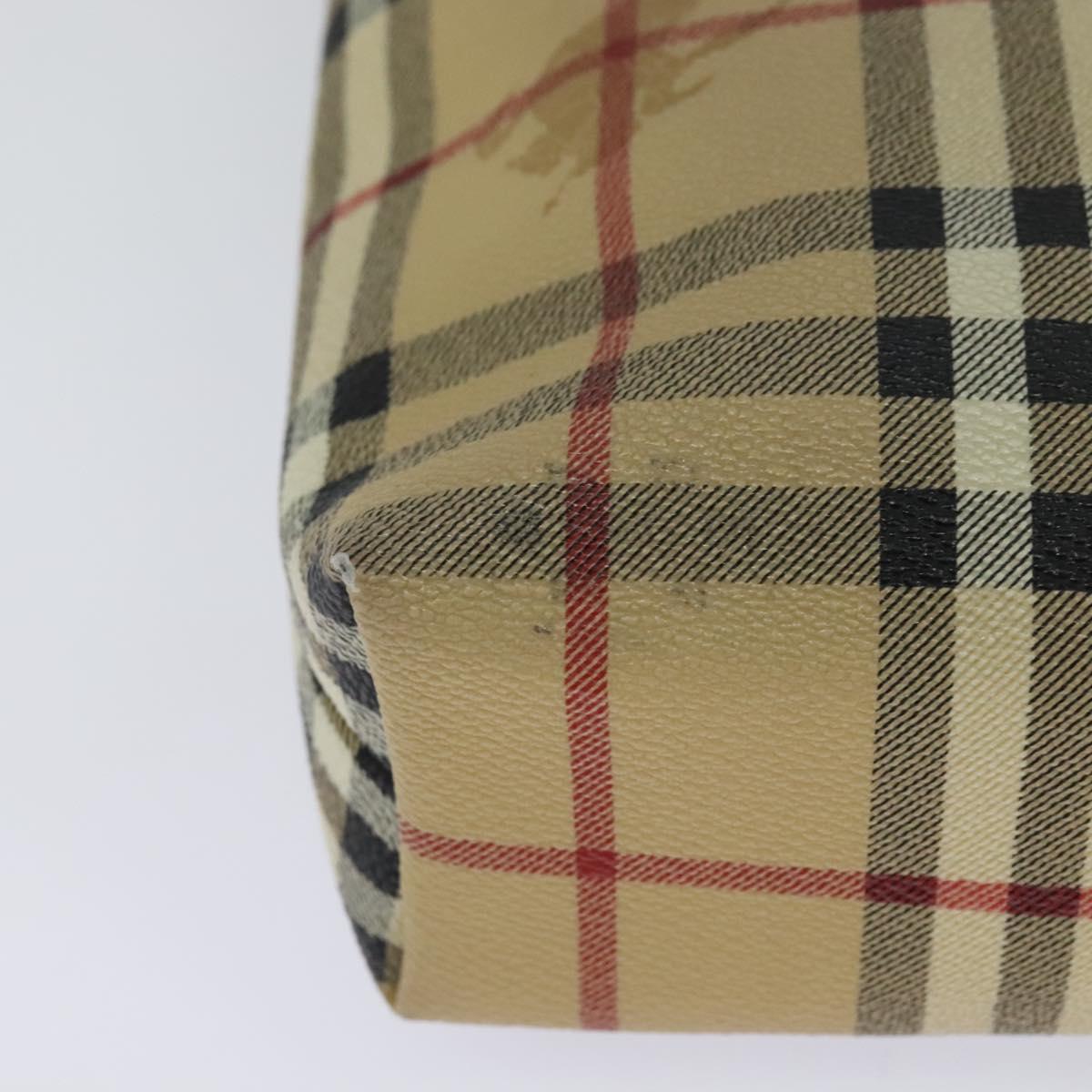 BURBERRY Nova Check Shoulder Bag PVC Leather Beige Auth 113266