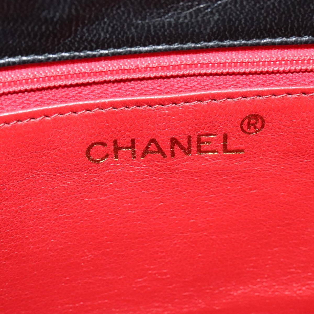 CHANEL Matelasse Chain Shoulder Bag Satin Black Gold CC Auth 113270AV