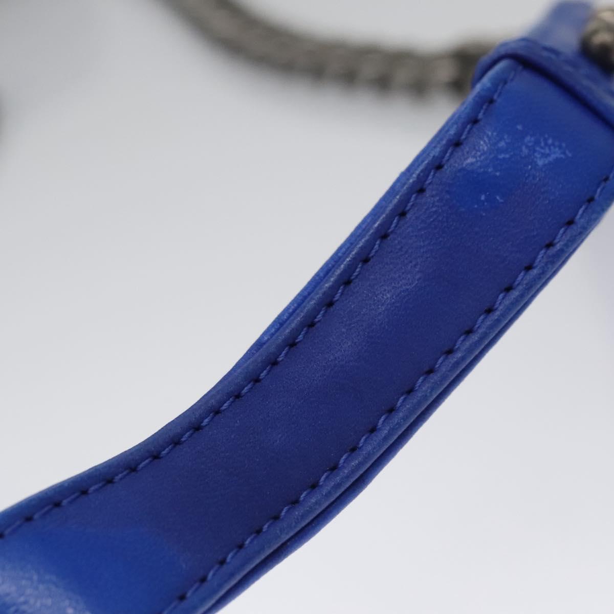 CHANEL Chain Boy Chanel Shoulder Bag Velor Blue CC Auth 113273