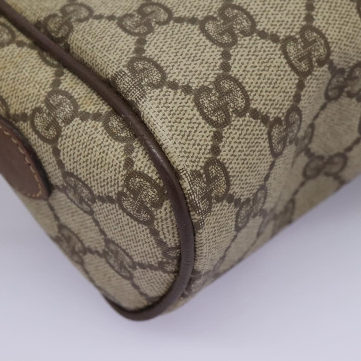 GUCCI GG Supreme Web Sherry Line Shoulder Bag PVC Beige Gold Auth 113303