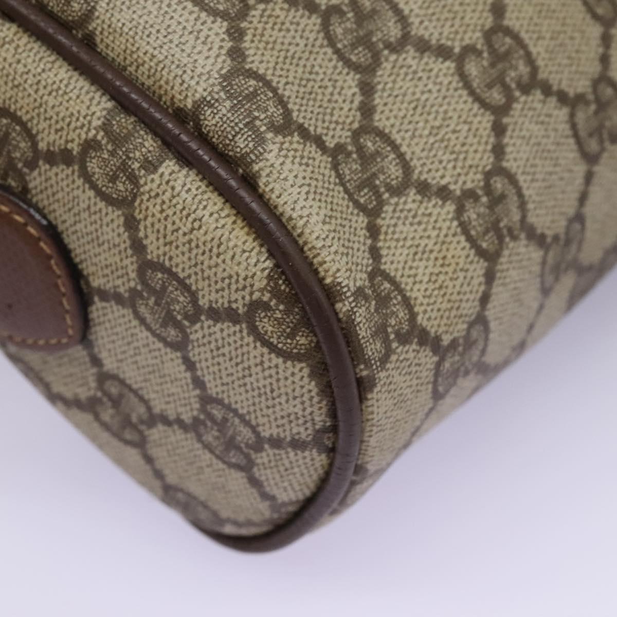 GUCCI GG Supreme Web Sherry Line Shoulder Bag PVC Beige Gold Auth 113303