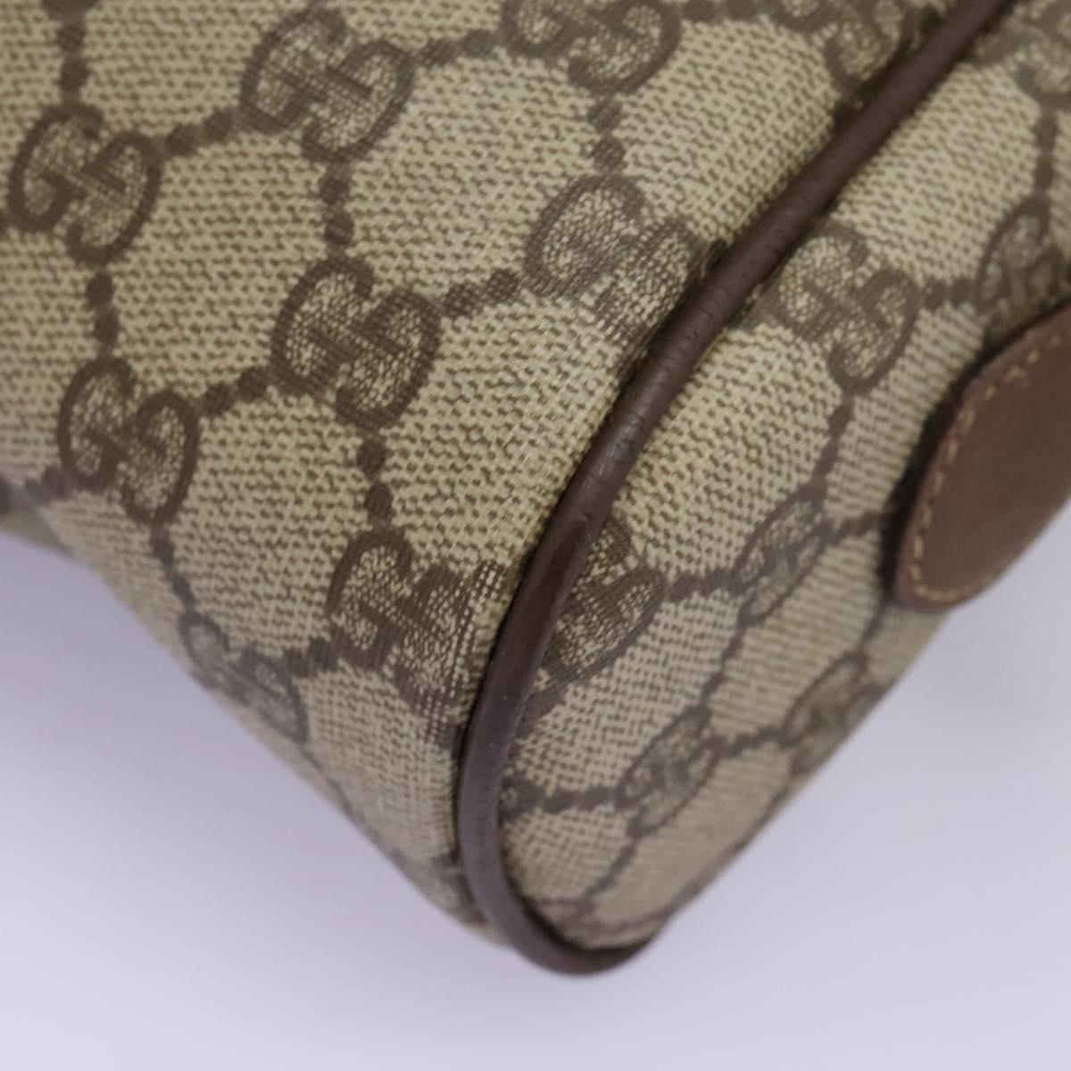 GUCCI GG Supreme Web Sherry Line Shoulder Bag PVC Beige Gold Auth 113303