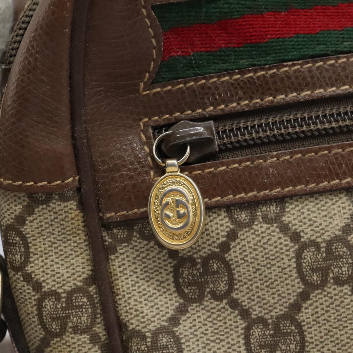 GUCCI GG Supreme Web Sherry Line Shoulder Bag PVC Beige Gold Auth 113303
