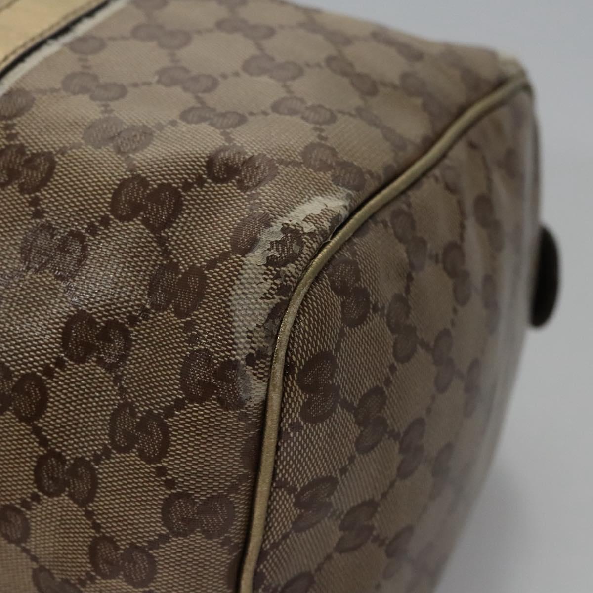 GUCCI GG Crystal Hand Bag Coated Canvas Brown Gold 193603 Auth 113305
