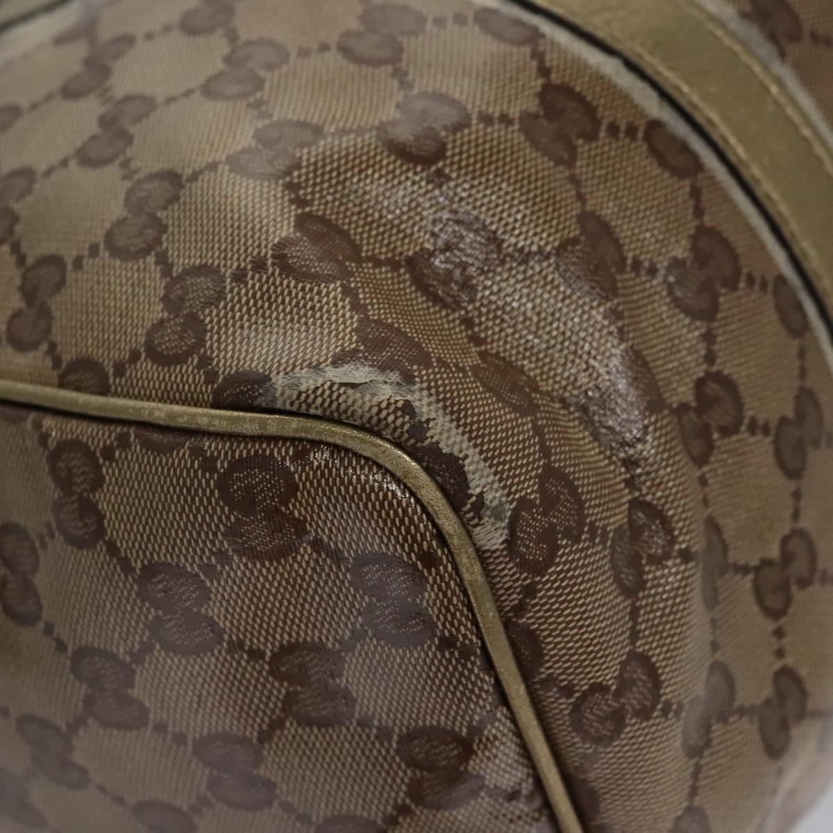 GUCCI GG Crystal Hand Bag Coated Canvas Brown Gold 193603 Auth 113305