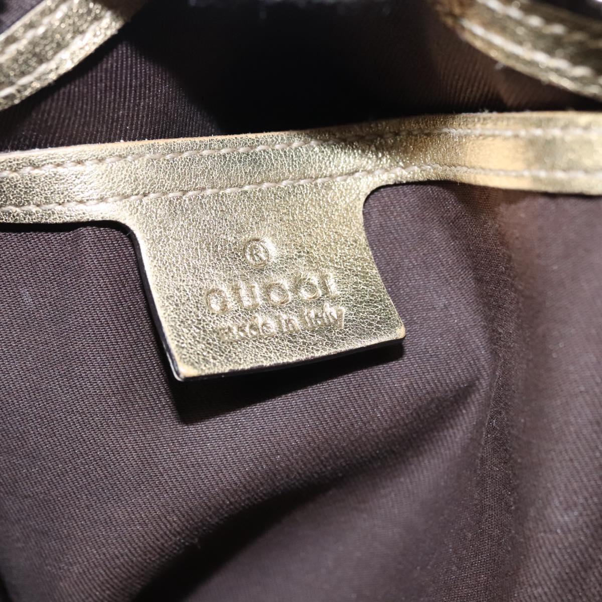 GUCCI GG Crystal Hand Bag Coated Canvas Brown Gold 193603 Auth 113305
