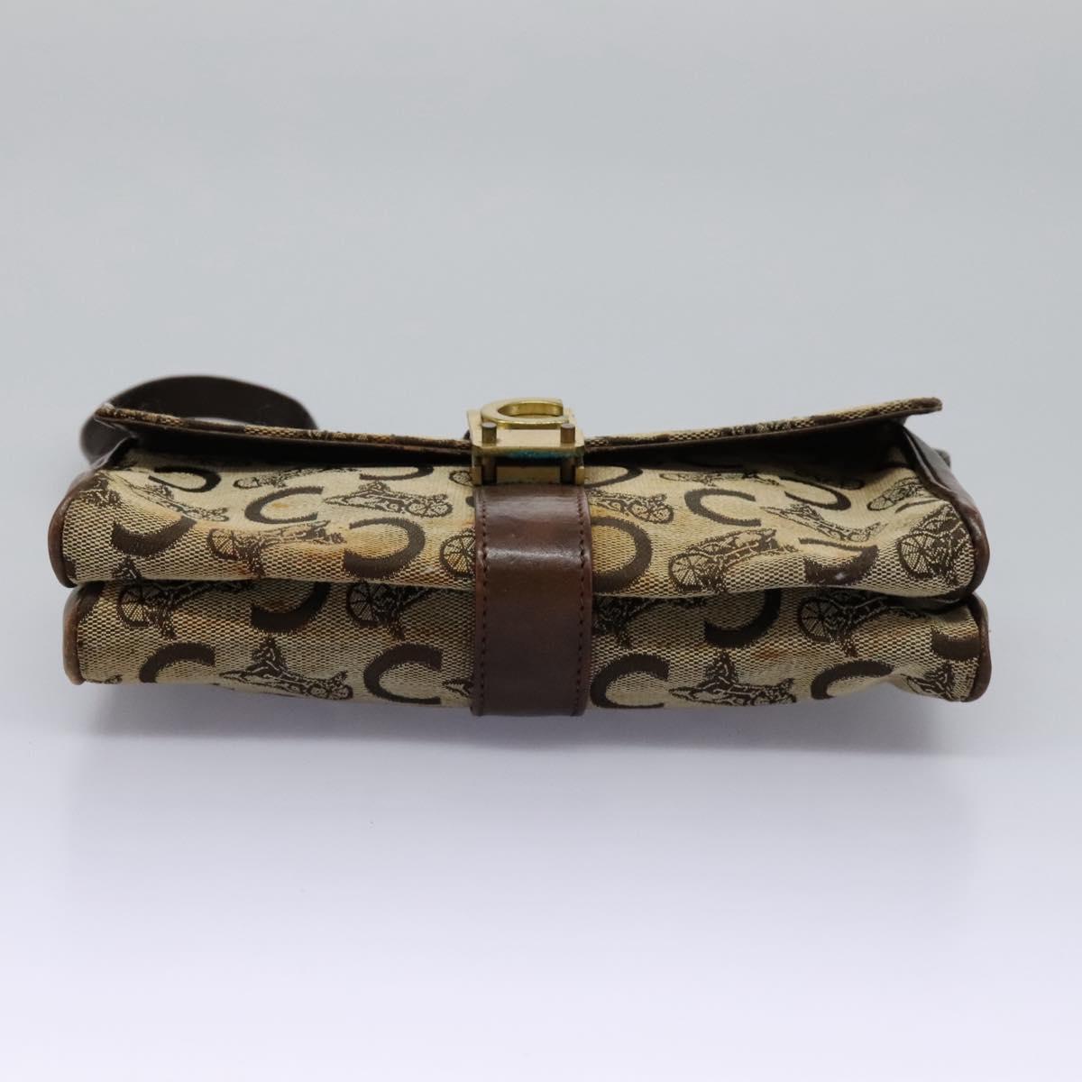 CELINE C Macadam Canvas Shoulder Bag Beige Brown Auth 113310