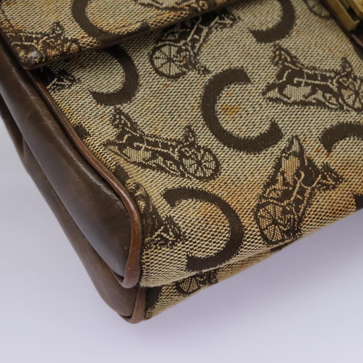 CELINE C Macadam Canvas Shoulder Bag Beige Brown Auth 113310