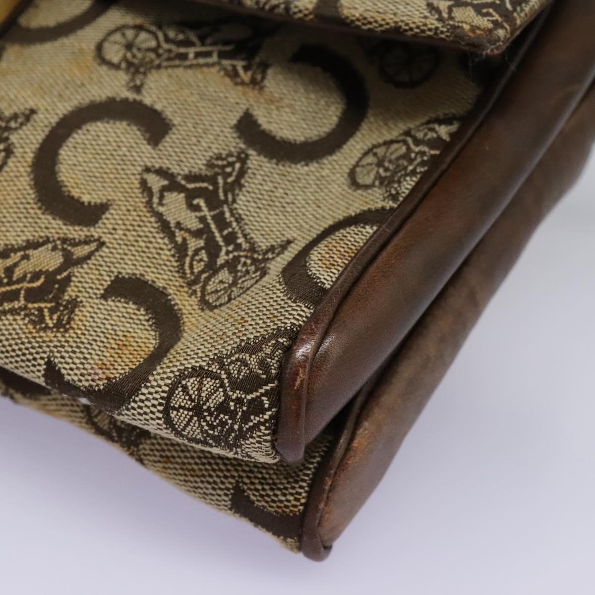 CELINE C Macadam Canvas Shoulder Bag Beige Brown Auth 113310